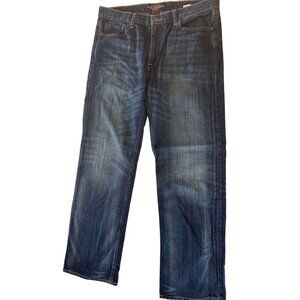 Lucky Brand Men's 361 Vintage Straight Jeans Sz 36x32 Med-Dark Rinse EUC Denim